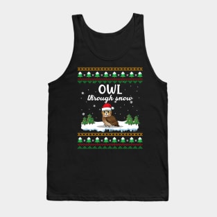 Owl Through Snow Funny Christmas Costume Tank Top